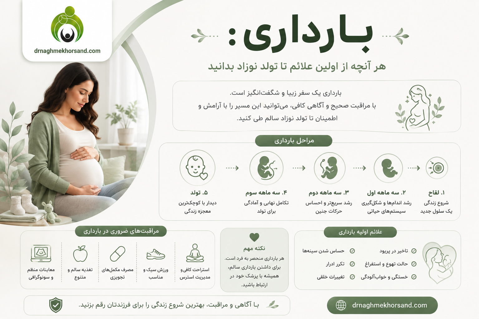 بارداری : هر آنچه از اولین علائم تا تولد نوزاد بدانید
